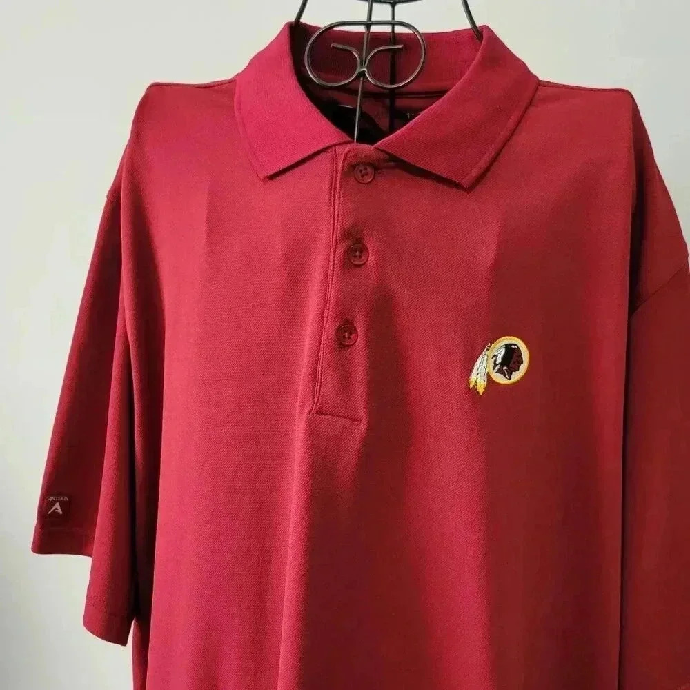 NFL Washington Redskins Polo Shirt XL Men's Antigua Burgundy Short Sleeve - Picture 2 of 4